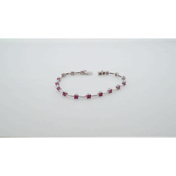 Vintage 10k White Gold Ruby Tennis Bracelet 1.44 TCW Estate Sale